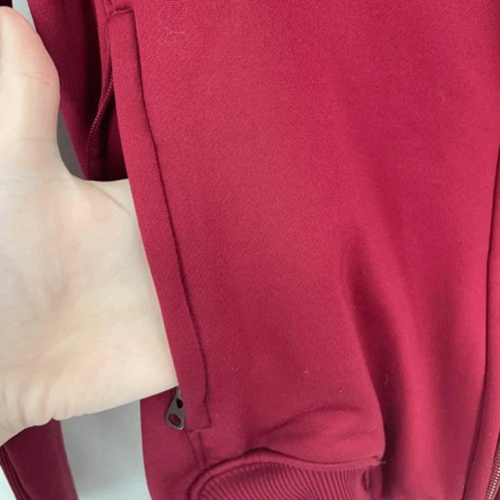 Vintage Y2K Nike Women LS Full Zip Track Jacket Burgundy White Size M Streetwear